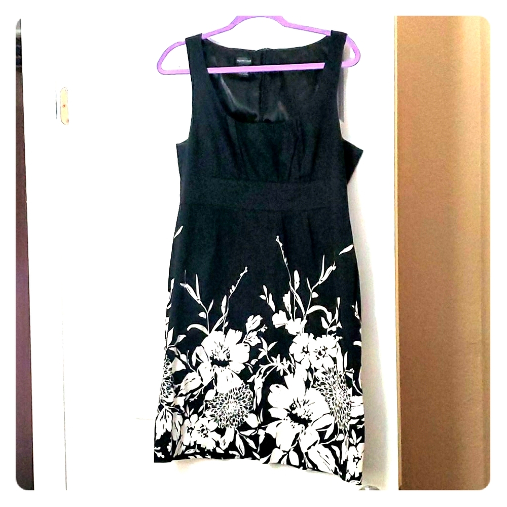 Black and white floral midi dress